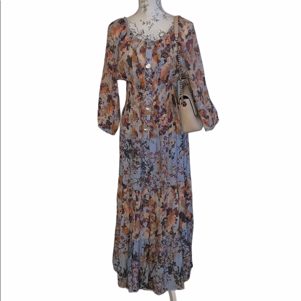 NWT Anthropologie fig and flower cottage core dress